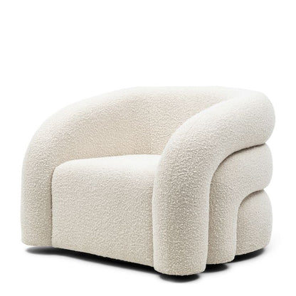 Modern Curved Accent Lounge Chair – Luxury Fabric Armchair for Living Room