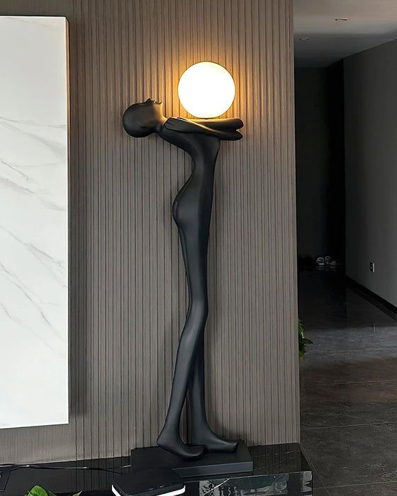 Modern Humanoid Sculpture Floor Lamp – Black Resin LED Art Light for Hotel Lobby & Home Decor (1.9)