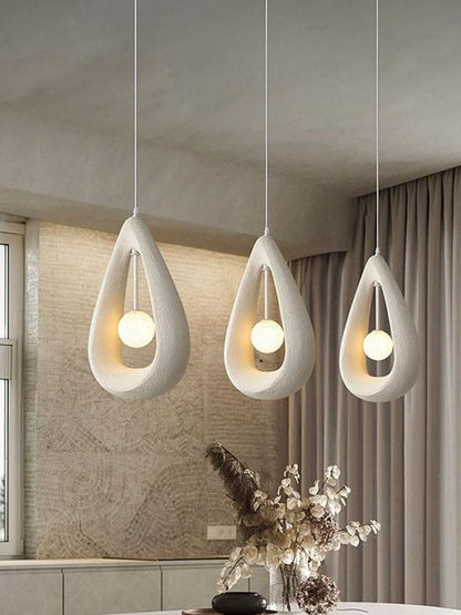 Textured White Teardrop Pendant Light – Modern Ceiling Hanging Lamp for Home Décor
