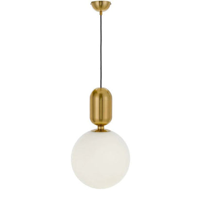 Minimalist Gold Globe Pendant Light – Frosted White Glass Kitchen Island Lamp