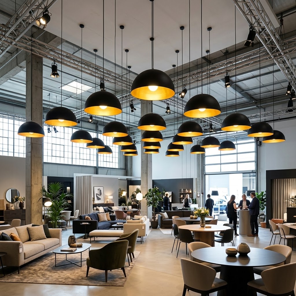 Industrial Black & Gold Dome Pendant Light Fixture – E27 Adjustable Hanging Lamp