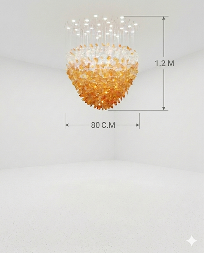 Custom Orange & White Modern Hanging Light for Hallway, Staircase & High Ceiling Interior