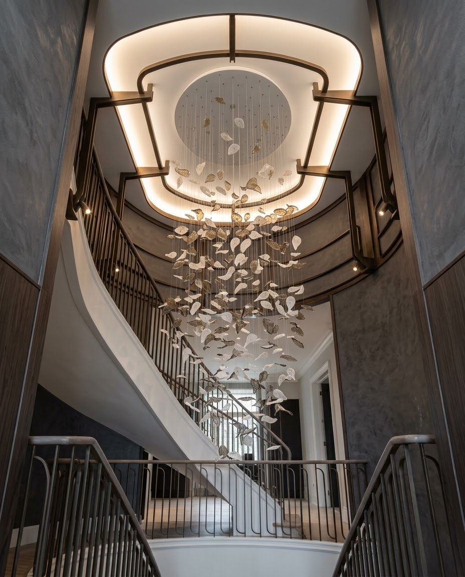 Falling Leaf Cascade Chandelier – Modern 3M High-Ceiling Light