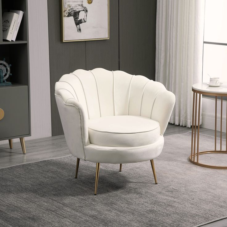 Luxury Flower Shell Velvet Accent Chair – Modern Petal Back Statement Chair