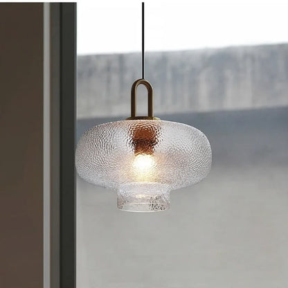 Modern Textured Glass Pendant Light – Gold Hanging Ceiling Lamp