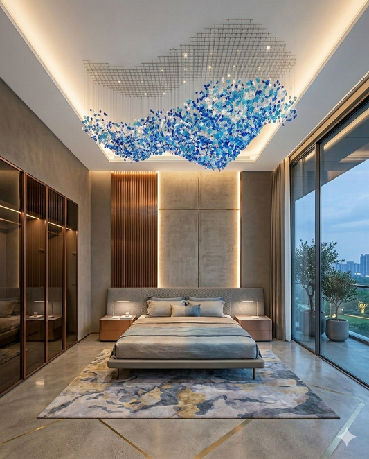 Custom Organic Stone Chandelier - Modern Wavy Design