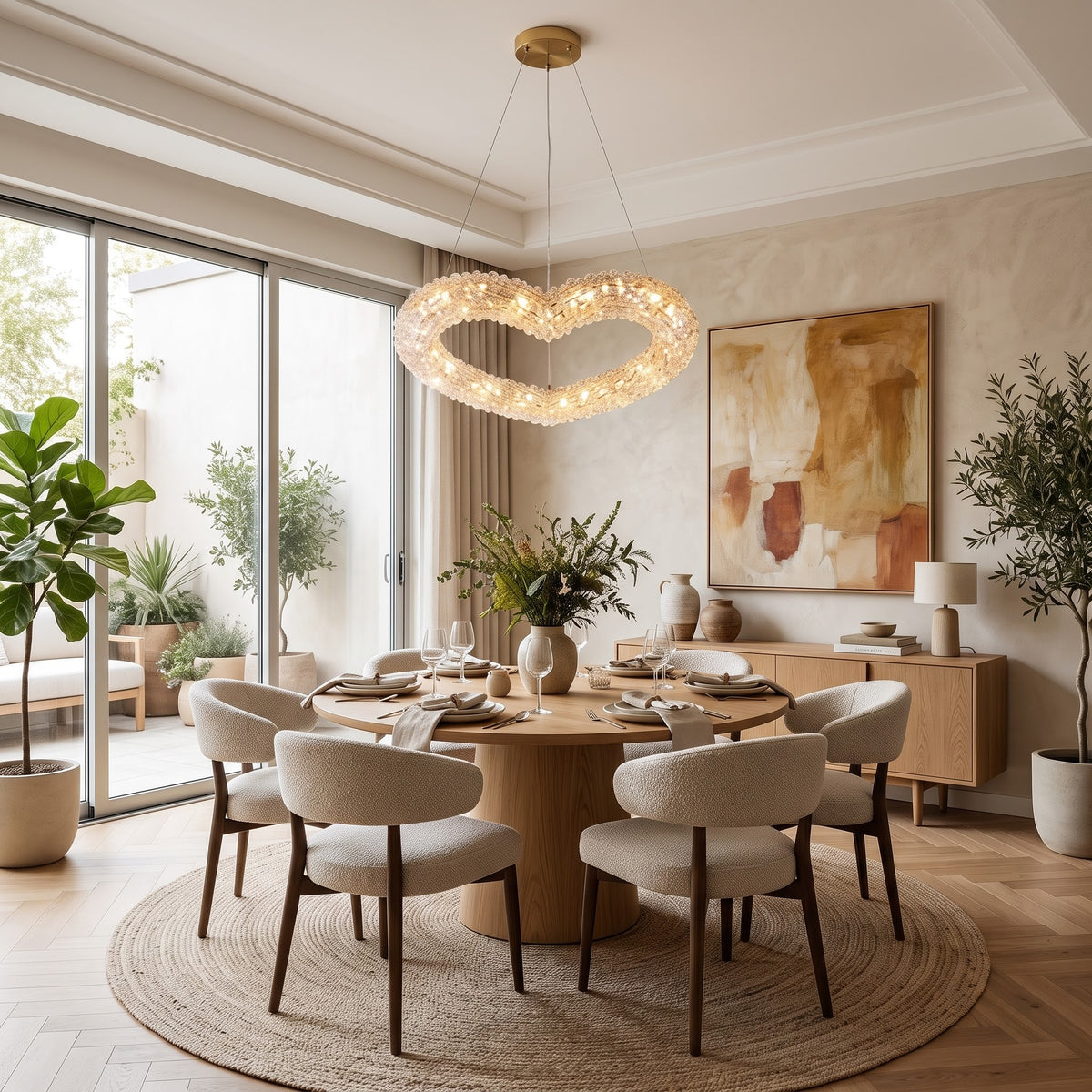 Luxurious 80 cm Heart-Shaped Crystal Ring Chandelier – 3-Color LED Suspended Pendant Light
