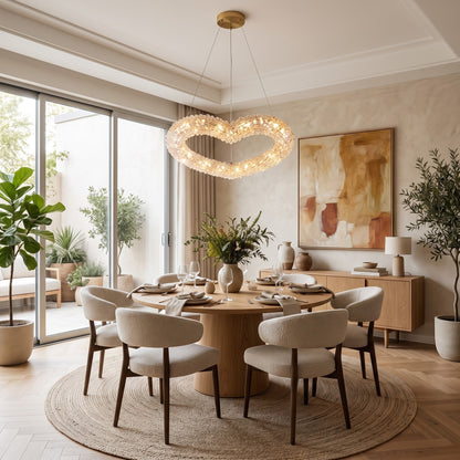 Luxurious 80 cm Heart-Shaped Crystal Ring Chandelier – 3-Color LED Suspended Pendant Light