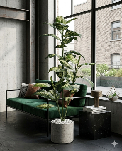 Evergreen Plant with Decorative White Pot – Realistic Indoor Luxury Tree