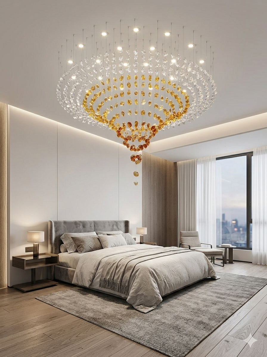 Custom Luxury Geometric Conical Raindrop Chandelier