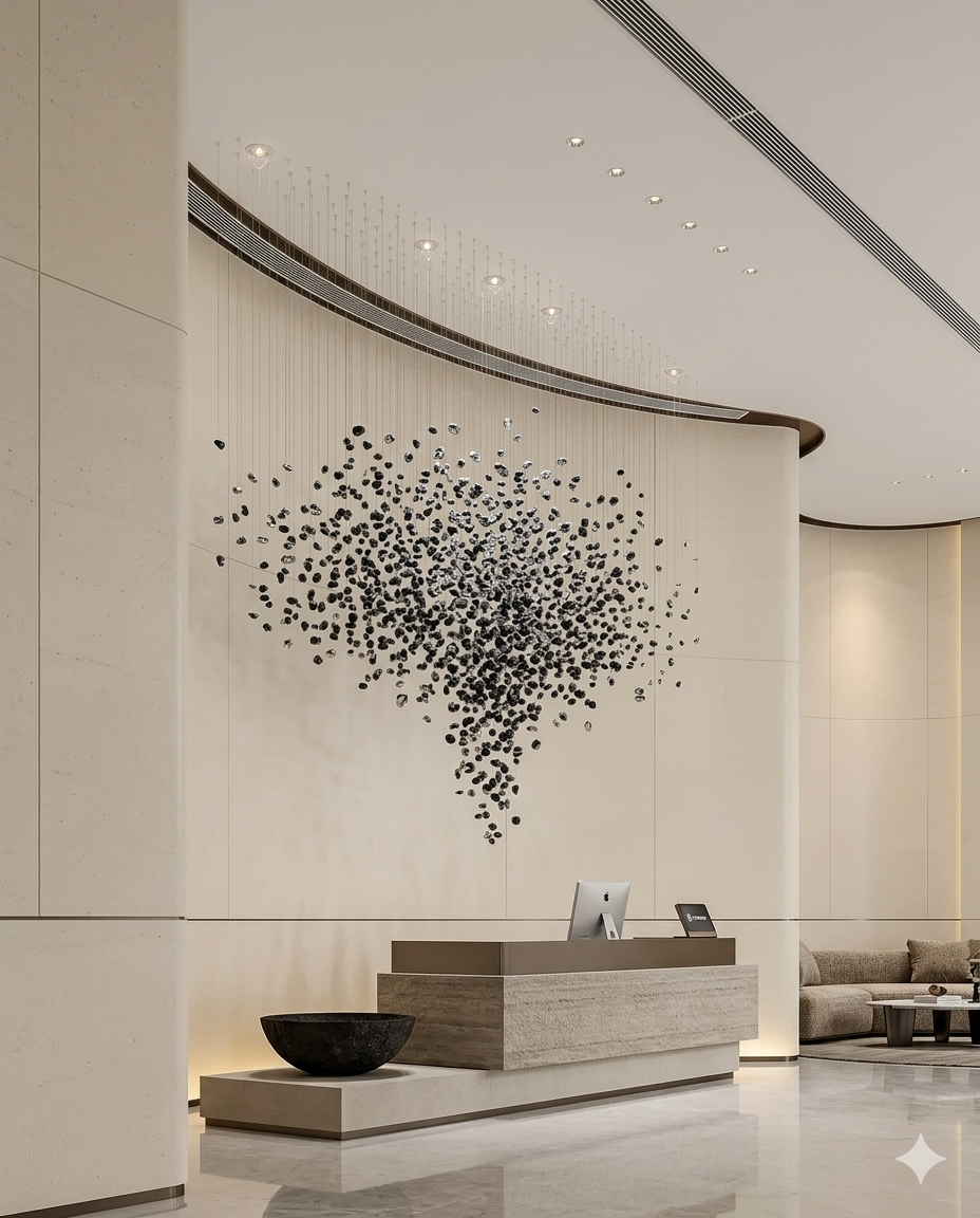 Monolithic 2M Linear Black Stone Panel – Custom Ultra-Slim Design