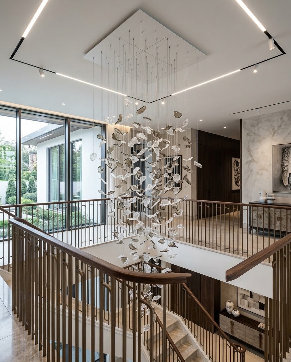 Falling Leaf Cascade Chandelier – Modern 3M High-Ceiling Light
