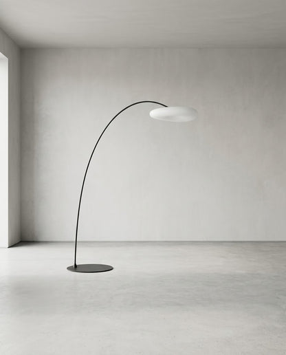 Modern Curved Arc LED Floor Lamp | Black Steel Standing Light for Office & Reading Nook