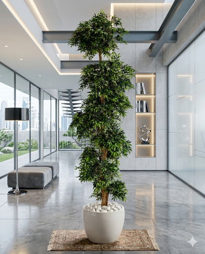 Large Artificial Fruticosa Ficus Tree Flexible Wired Stems & Lifelike Silk Foliage