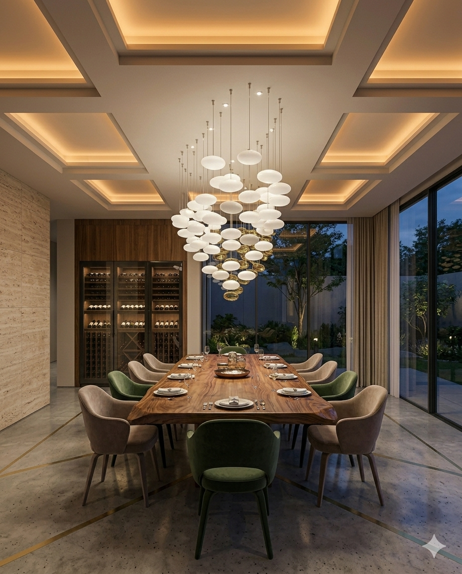 Custom Wave Glass Chandelier – Luxury White & Gold Pendant Light