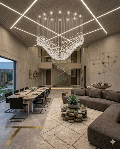 2-Meter Luxury Wave Custom Stone Chandelier – Frosted White Stone