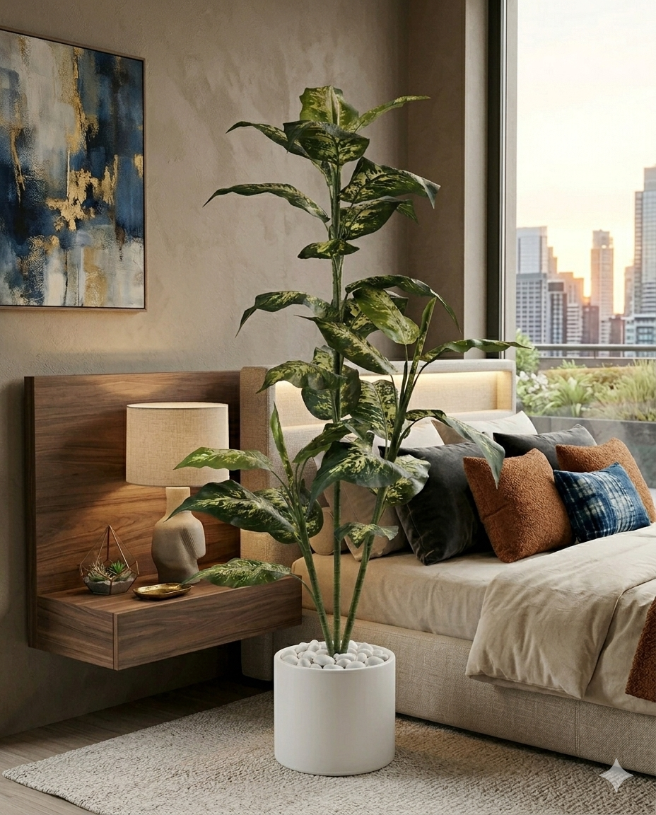 Evergreen Plant with Decorative White Pot – Realistic Indoor Luxury Tree