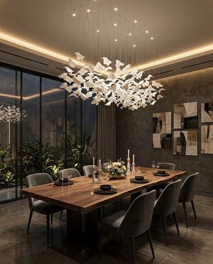 Modern Frosted Leaf Rectangular Chandelier (150x60cm) | Luxury LED Hanging Light