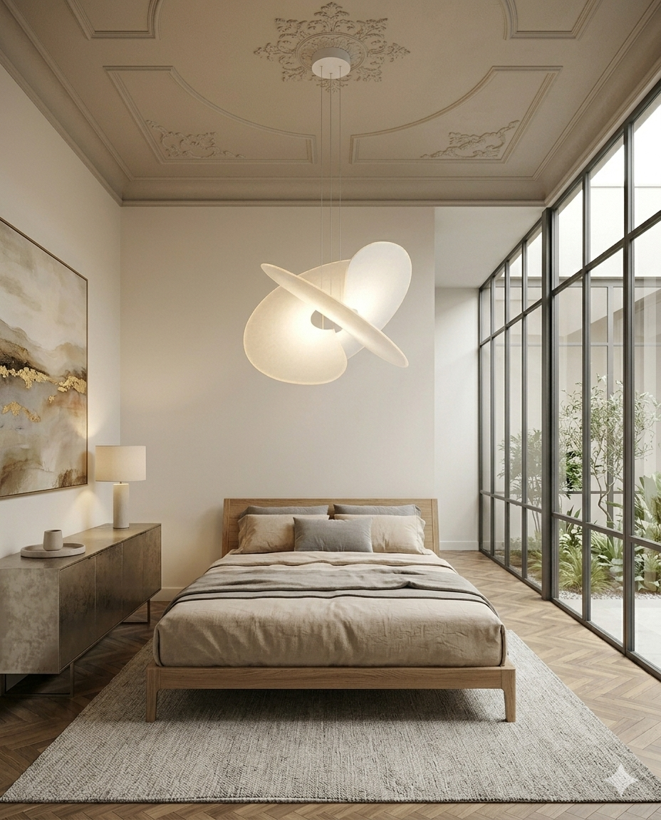 Modern Magnetic PET Fan Chandelier – Lightweight Statement Light With Silk Effect