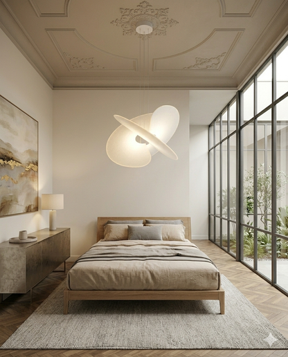 Modern Magnetic PET Fan Chandelier – Lightweight Statement Light With Silk Effect