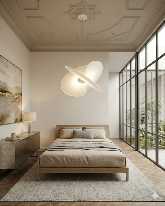 Modern Magnetic PET Fan Chandelier – Lightweight Statement Light With Silk Effect