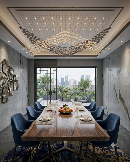 3M Custom Dual-Layer V-Shape Ceiling Installation | Gray & White Luxury Lighting