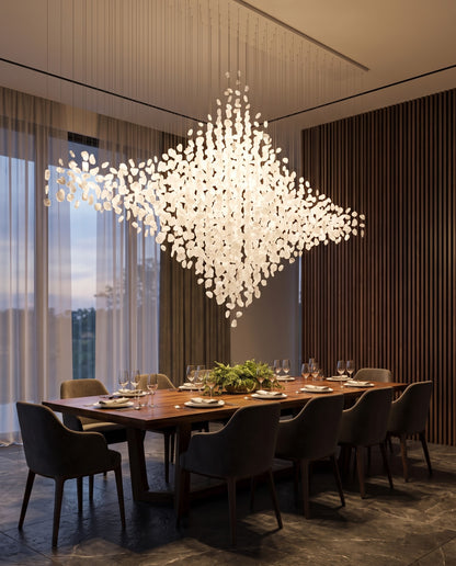 Custom Rhombus White Stone Pendant Light | Modern Dining Chandelier