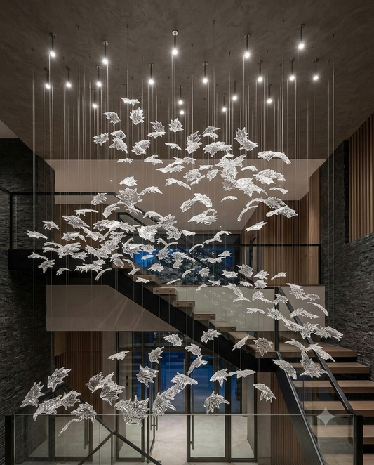 Custom S-Shape Crystal Leaf Chandelier Luxury 3M Droplight