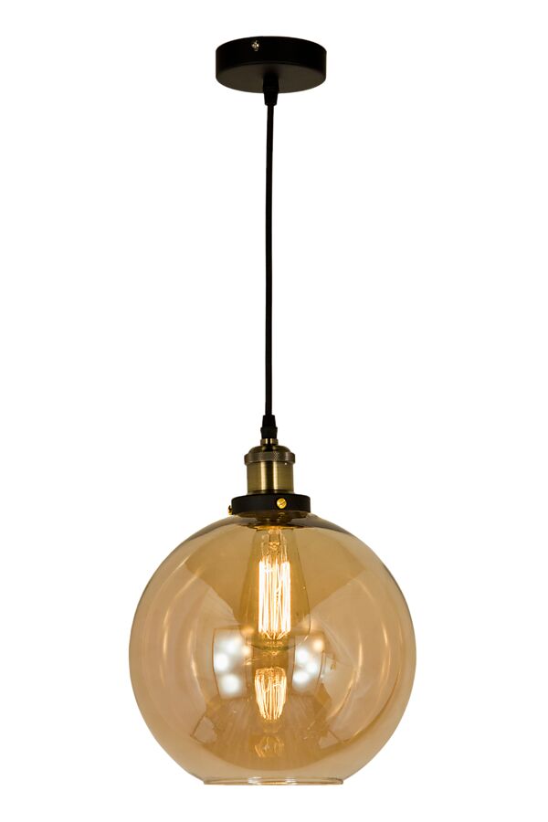 Vintage Pendant Light with Clear Glass Globe Shade ( 20 cm)
