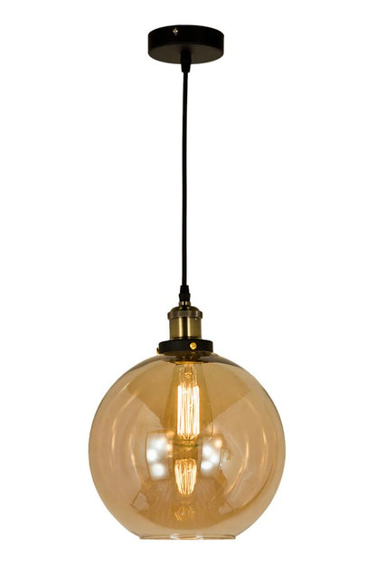 Vintage Pendant Light with Clear Glass Globe Shade ( 20 cm)