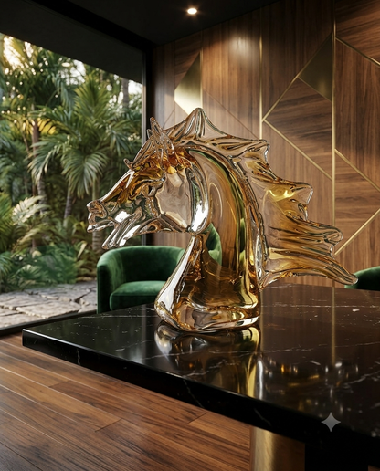 Crystal Horse Sculpture, Luxury Corporate Gift, Expensive Gift, Limited Edition Decor, Amber Crystal Art.