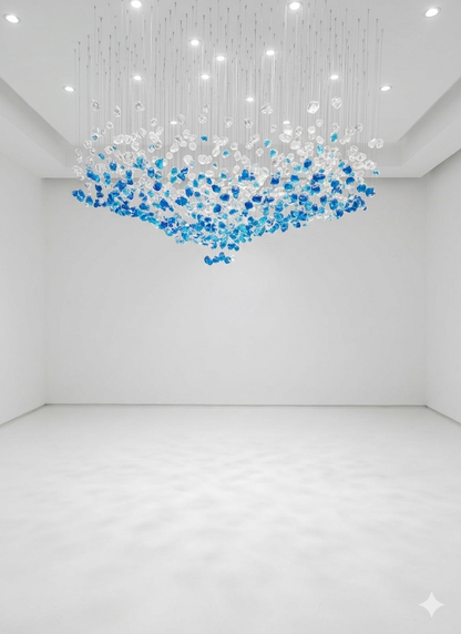 Glacia 1.2M Custom 2-Color Stone Pendant Chandelier
