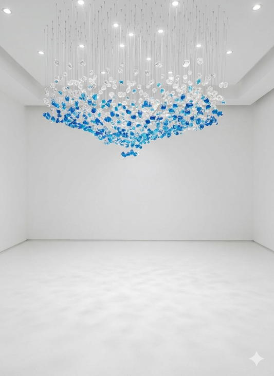 Glacia 1.2M Custom 2-Color Stone Pendant Chandelier