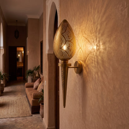 Moroccan Gold Brass Wall Light | Antique Sconce Decor