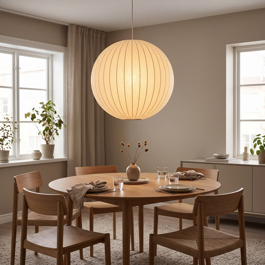 50cm Japandi Paper Globe Pendant Light – Modern Round Chandelier for Home & Commercial Spaces