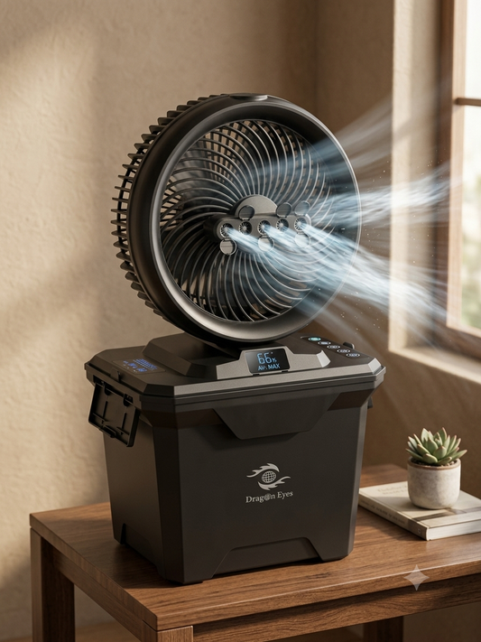 Portable Air Cooler & Outdoor Misting Fan with 11L Bucket Tank | 20000mAh Battery Powered Water Cooling Fan for Patio