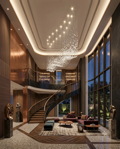 Custom 2M Wave K9 Crystal Chandelier | Modern Suspension Light