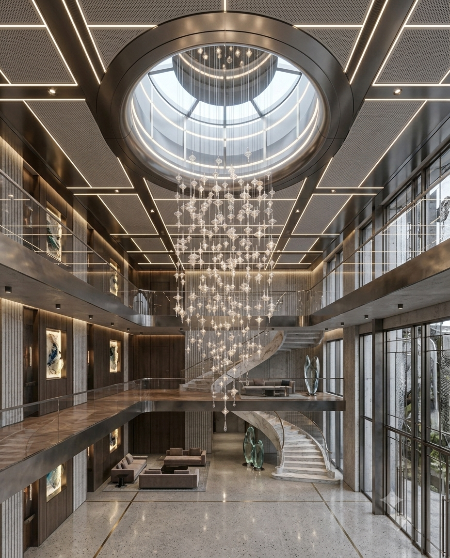3M Custom Hand-Blown Glass Spindle Chandelier for Grand Staircase & Foyer