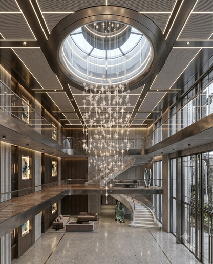 3M Custom Hand-Blown Glass Spindle Chandelier for Grand Staircase & Foyer