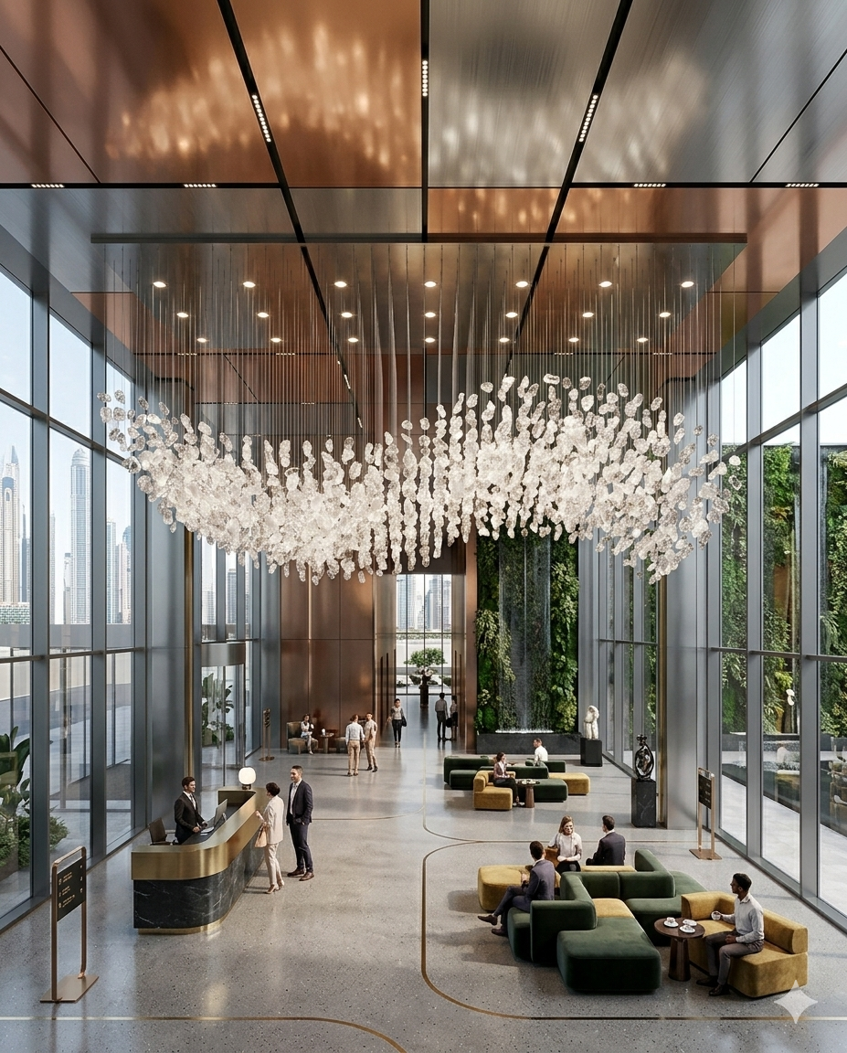 Wavy Crystal Stone Chandelier – Custom Modern Hanging Ceiling Light