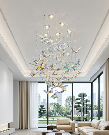 Custom Illuminated Iridescent Crystal Butterfly Chandelier - Best Ceiling Light For Modern Room
