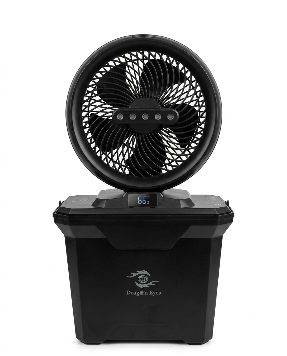 Portable Air Cooler & Outdoor Misting Fan with 11L Bucket Tank | 20000mAh Battery Powered Water Cooling Fan for Patio