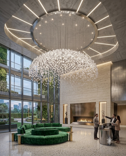 1.2M Custom Clear Crystal Stone Chandelier | Modern Dome Pendant Ligh