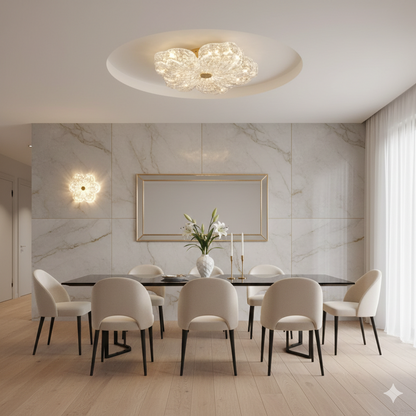 Luxury Gold Foil Resin Ceiling Pendant Lamp – Modern LED Light for Living Room & Bedroom