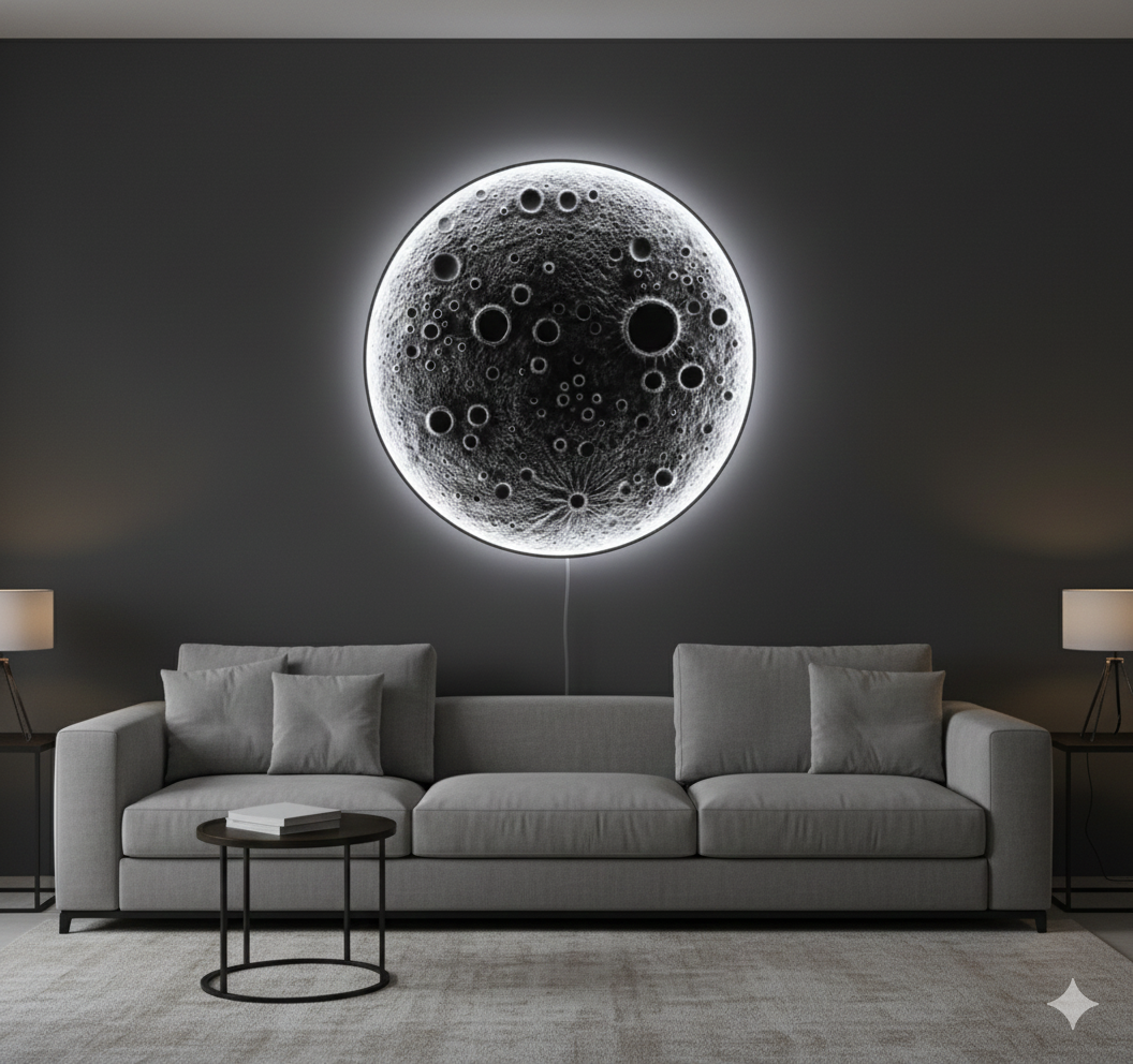 3D Moonlight Wall Mural – LED Lighted Wooden Art for Dreamy Home Decor