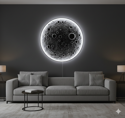 3D Moonlight Wall Mural – LED Lighted Wooden Art for Dreamy Home Decor