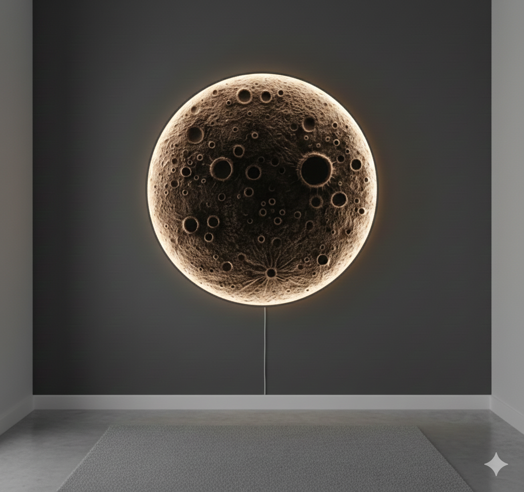 3D Moonlight Wall Mural – LED Lighted Wooden Art for Dreamy Home Decor