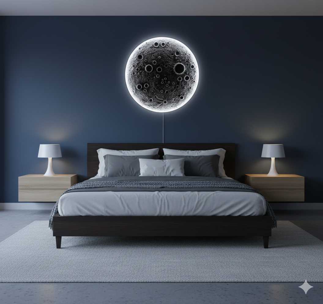 3D Moonlight Wall Mural – LED Lighted Wooden Art for Dreamy Home Decor