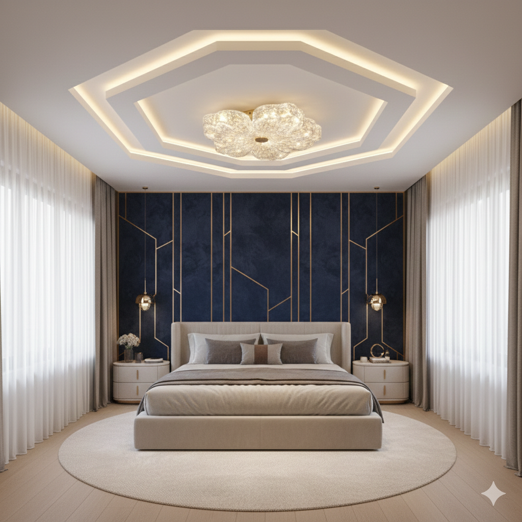 Luxury Gold Foil Resin Ceiling Pendant Lamp – Modern LED Light for Living Room & Bedroom