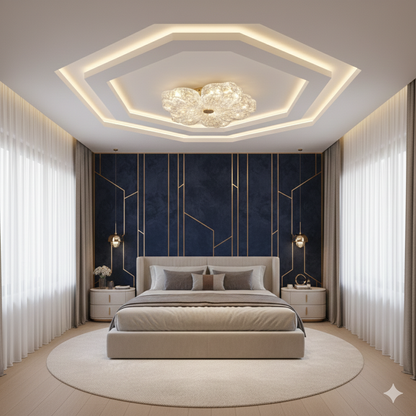 Luxury Gold Foil Resin Ceiling Pendant Lamp – Modern LED Light for Living Room & Bedroom